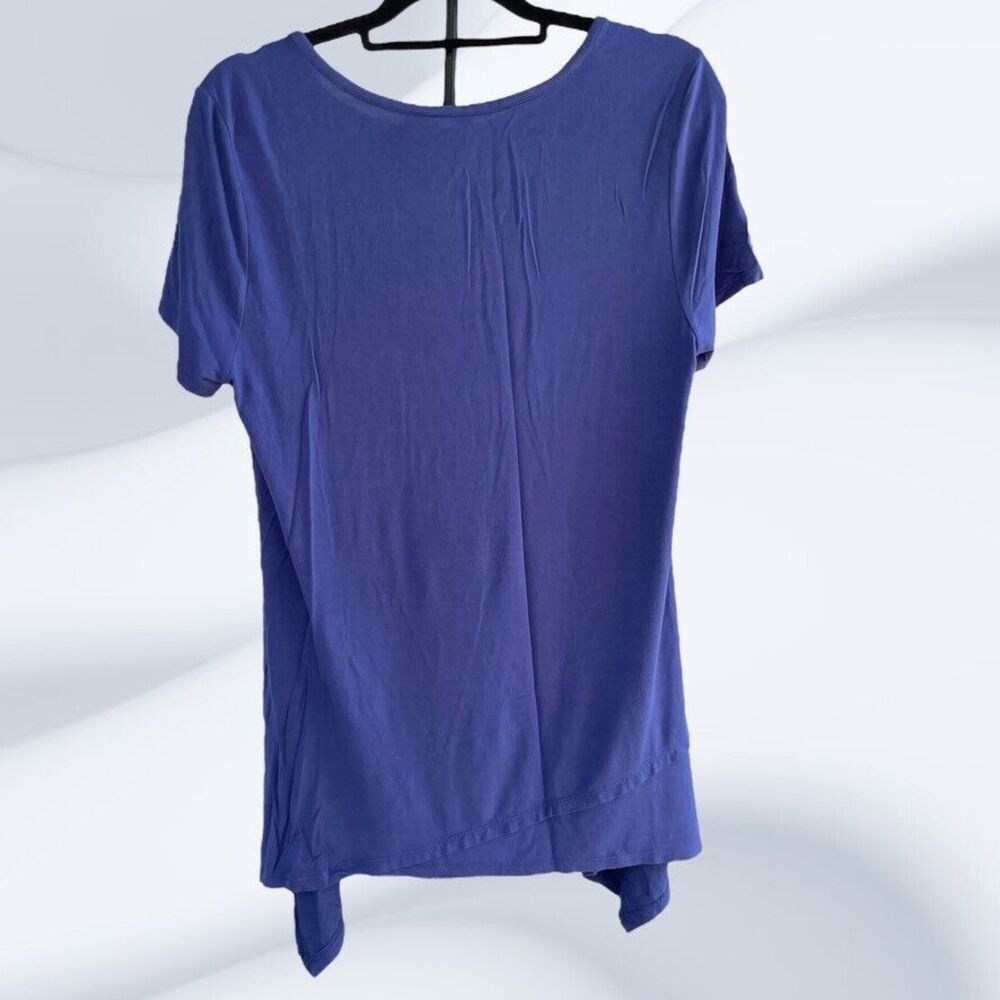Rafaella Womens Navy Blue Round Neck Causal Asymmetrical Hemline Shirt Size L - Picture 4 of 9